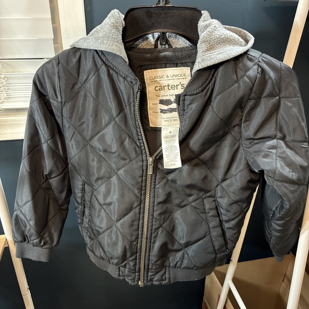 Carter's Boys Black And Grey Winter Jacket Size 6